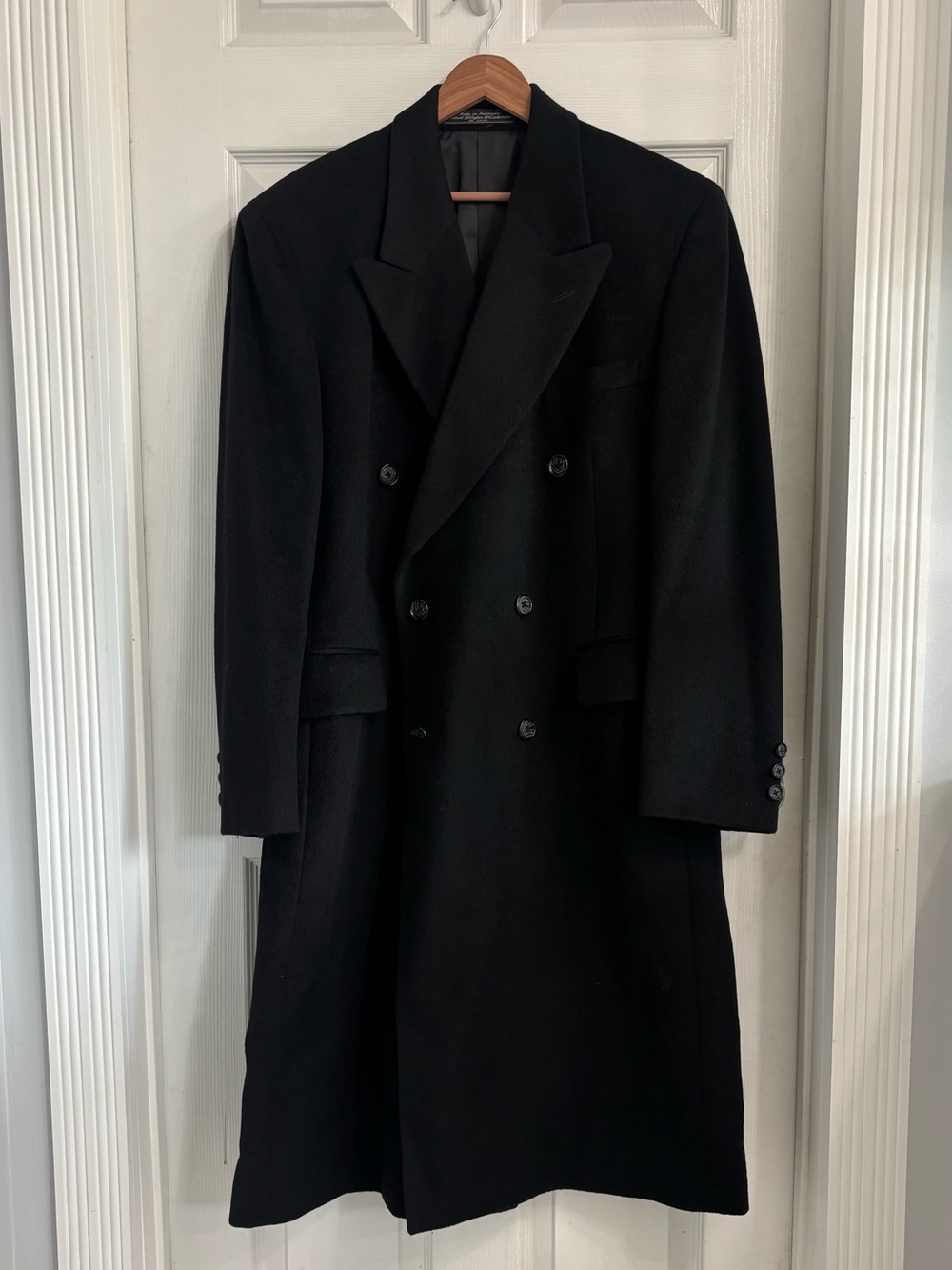 Bert Pulitzer Men's Black Double-Breasted Wool Cashmere Trench Coat 42R